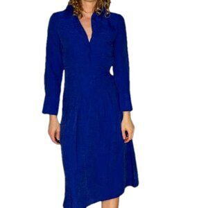 Theyskens Theory Sz 4 Blue Snake Print Ling Sleeves Dress